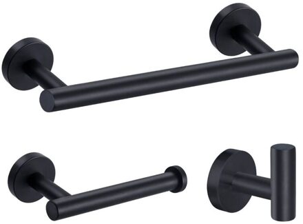Badkamer Hardware Set Zwart Gewaad Haak Handdoek Rail Bar Rack Bar Plank Tissue Papier