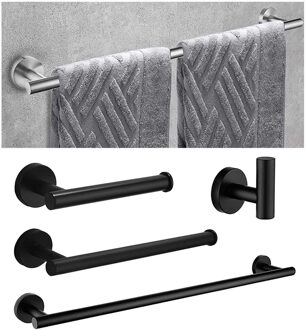 Badkamer Hardware Set Zwart Gewaad Haak Handdoek Rail Bar Rack Tissue Papier Houder Badkamer Accessoires