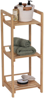 Badkamer kast met 3 planken - bamboe hout - 75 x 30 x 30 cm - opbergkast / wandkast
