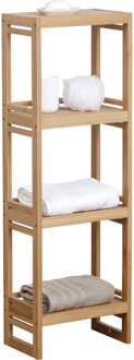 Badkamer kast met 4 planken - bamboe hout - 100 x 33 x 20 cm - opbergkast / wandkast