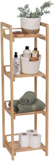 Badkamer kast met 4 planken - bamboe hout - 104 x 30 x 30 cm - opbergkast / wandkast