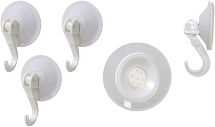 Badkamer/keuken ophanghaken met zuignap - 9x - kunststof - wit - diameter 6.7cm