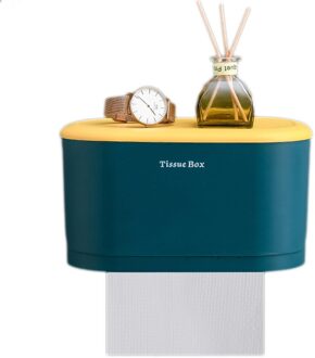Badkamer Keuken Slaapkamer Tissue Box Toiletrolhouder Dispenser Wall Mounted Roll Papier Opbergdoos Gratis Ponsen blauw groot