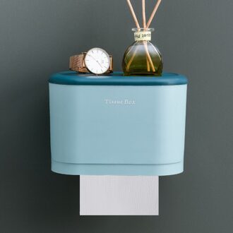 Badkamer Keuken Slaapkamer Tissue Box Toiletrolhouder Dispenser Wall Mounted Roll Papier Opbergdoos Gratis Ponsen donker groen klein