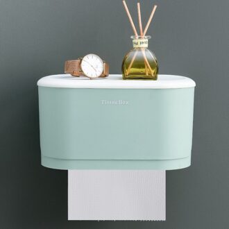 Badkamer Keuken Slaapkamer Tissue Box Toiletrolhouder Dispenser Wall Mounted Roll Papier Opbergdoos Gratis Ponsen gras groen klein