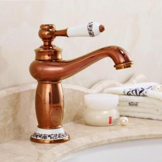 Badkamer Kraan Antieke Bronzen Afwerking Messing Basin Sink Massief Messing Kranen Enkel Handvat Water Mengkranen Bad Kraan Kraan Blauw