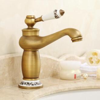 Badkamer Kraan Antieke Bronzen Afwerking Messing Basin Sink Massief Messing Kranen Enkel Handvat Water Mengkranen Bad Kraan Kraan Bourgondië