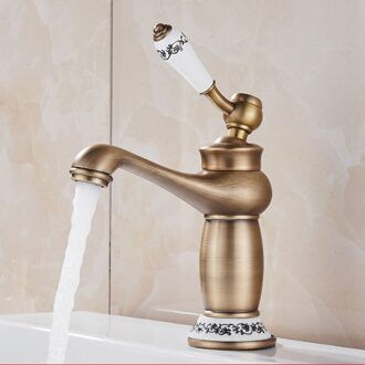 Badkamer Kraan Antieke Bronzen Basin Sink Massief Messing Vintage Stijl Enkel Handvat Water Mixer Kranen antiek-QHC