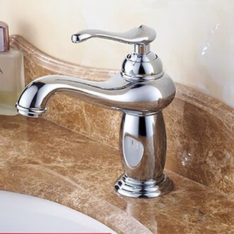 Badkamer Kraan Antieke Bronzen Basin Sink Massief Messing Vintage Stijl Enkel Handvat Water Mixer Kranen chroom-PT