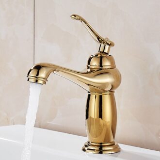 Badkamer Kraan Antieke Bronzen Basin Sink Massief Messing Vintage Stijl Enkel Handvat Water Mixer Kranen goud-PT