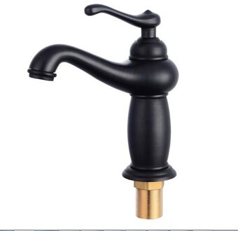 Badkamer Kraan Antieke Bronzen Basin Sink Massief Messing Vintage Stijl Enkel Handvat Water Mixer Kranen zwart-PT