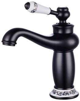 Badkamer Kraan Antieke Bronzen Basin Sink Massief Messing Vintage Stijl Enkel Handvat Water Mixer Kranen zwart-QHC