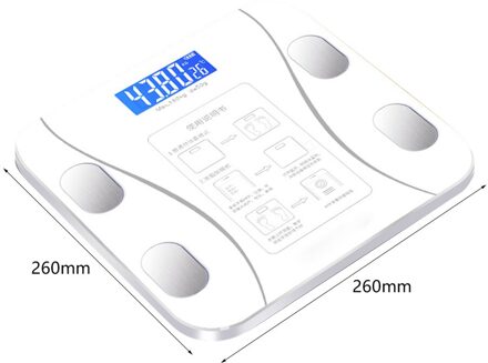 Badkamer Lichaamsvet Schaal Bluetooth Digitale Wegen Lichaamssamenstelling Analyzer Led Display Smart Draadloze Elektronische Body Weegschalen wit