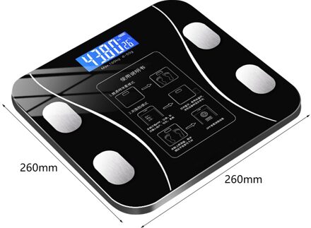 Badkamer Lichaamsvet Schaal Bluetooth Digitale Wegen Lichaamssamenstelling Analyzer Led Display Smart Draadloze Elektronische Body Weegschalen zwart