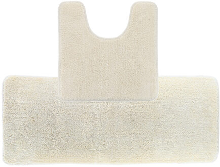 Badkamer Matten set Aquarius - creme wit - extra lang - hoogpolig - microfiber