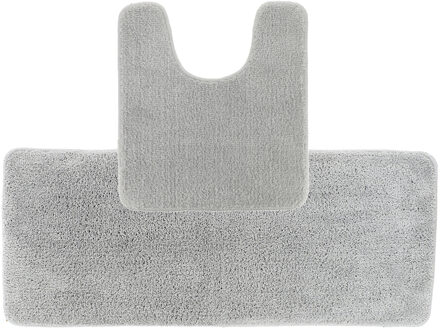 Badkamer Matten set Aquarius - lichtgrijs - extra lang - hoogpolig - microfiber