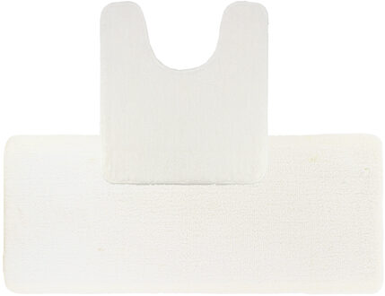 Badkamer Matten set Aquarius - wit - extra lang - hoogpolig - microfiber