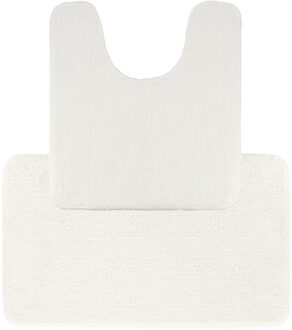 Badkamer Matten set Aquarius - wit - toilet en bad mat - hoogpolig - microfiber