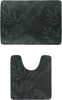 badkamer matten set Dark Urban Oasis - toiletmat/badmat lang - microfiber - antislip