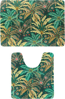 badkamer matten set Jungle Fever - toiletmat/badmat - 45 x 50 cm- microfiber - antislip