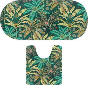 badkamer matten set Jungle Fever - toiletmat/badmat lang - microfiber - antislip