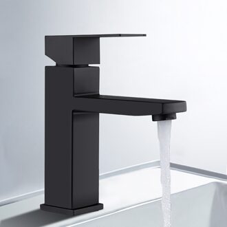 Badkamer Mengkraan Zwarte Wastafel Kraan 304 Roestvrij Staal Badkamer Wastafel Kraan Mode Enkele Koude Enkel Handvat Kraan