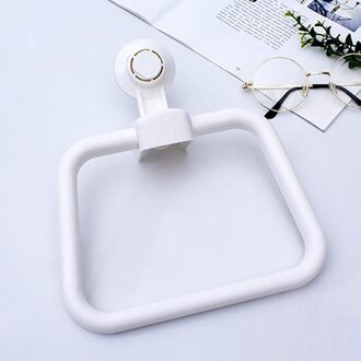 Badkamer Multifunctionele Krachtige Zuignap Handdoek Ring Badkamer Punch-Gratis Handdoek Opknoping Ring Naadloze Handdoek Wall Mount wit