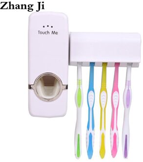 Badkamer Multifunctionele Tandenborstelhouder & Automatische Tandpasta Dispenser Set 5 Slots Tandenborstel Stand Thuis Wall Mounted Houder