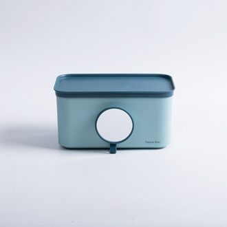 Badkamer Muur Gemonteerde Tissue Opbergdoos Met Magnetische Verwisselbare Spiegel Waterdicht Punch-Gratis Roll Papieren Handdoek Plank Organisator licht blauw