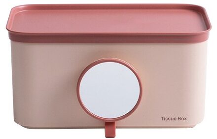 Badkamer Muur Gemonteerde Tissue Opbergdoos Met Magnetische Verwisselbare Spiegel Waterdicht Punch-Gratis Roll Papieren Handdoek Plank Organisator licht roze
