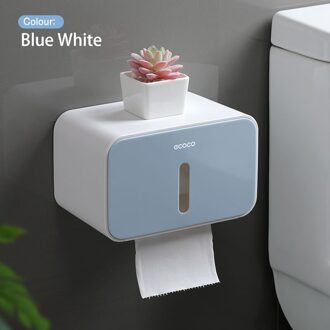 Badkamer Muurbevestiging Waterdichte Toiletrolhouder Voor Handdoeken Creatieve Lade Tissue Doos Plank Papierrol Buis Magazijnstelling blauw wit