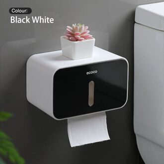 Badkamer Muurbevestiging Waterdichte Toiletrolhouder Voor Handdoeken Creatieve Lade Tissue Doos Plank Papierrol Buis Magazijnstelling zwart wit