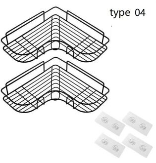 Badkamer Organisator Douche Plank Opbergrek Plank Wit Zwart Hoek Wall Mounted Aluminium Wc Shampoo Houders Niet Boren zwart 2stk