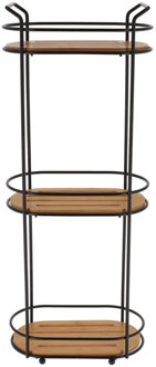 Badkamer organizer - zwart - metaal/hout - 3 lagen - 62 x 25 x 14 cm - douche rek