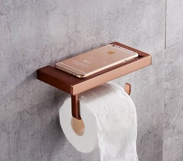 Badkamer Papier Houder Aluminium Toiletpapier Rack/Plank Bad Hardware Goud/Zilver/Zwart/Antieke Muur Gemonteerd nail Geponst roos goud