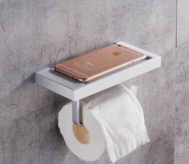 Badkamer Papier Houder Aluminium Toiletpapier Rack/Plank Bad Hardware Goud/Zilver/Zwart/Antieke Muur Gemonteerd nail Geponst zilverachtig