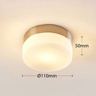 Badkamer-plafondlamp Amilia met glazen kap Ø 11 cm wit, gesatineerd nikkel