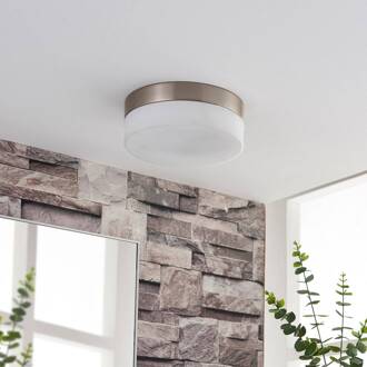 Badkamer-plafondlamp Amilia met glazen kap Ø 18 cm wit, gesatineerd nikkel
