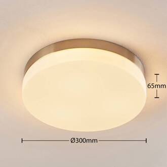 Badkamer-plafondlamp Amilia met glazen kap Ø 30 cm wit, gesatineerd nikkel