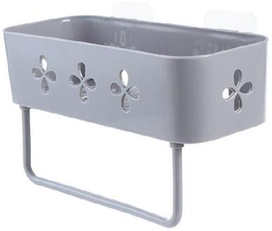 Badkamer Plank Douche Caddy Organisator Rack Wall Mount Shampoo Rack Met Handdoek Bar Geen Boren Keuken Opslag Badkamer Accessoire grijs