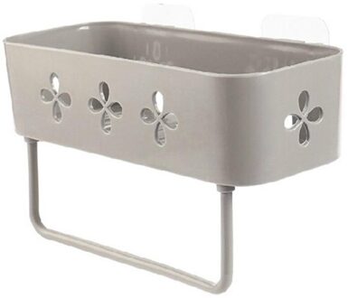 Badkamer Plank Douche Caddy Organisator Rack Wall Mount Shampoo Rack Met Handdoek Bar Geen Boren Keuken Opslag Badkamer Accessoire khaki