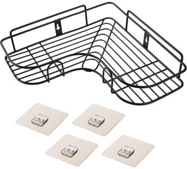 Badkamer Plank Metalen Plank Opbergrek Roestvrij Staal Punch-Gratis Firm Douche Keuken Gemonteerd Muur Organizer Rack zwart