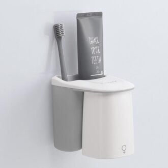 Badkamer Plank Rack Magnetische Zuignap Set Huishoudelijke Borstelen Plank Rekken Familie/Paar Tandenborstel Beker Singel grijs