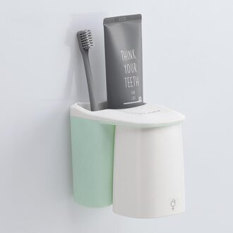 Badkamer Plank Rack Magnetische Zuignap Set Huishoudelijke Borstelen Plank Rekken Familie/Paar Tandenborstel Beker Singel groen