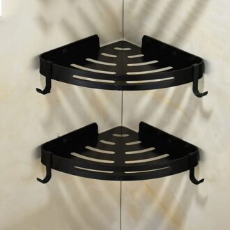 Badkamer Planken Aluminium Muur Zuig Wc Opslag Zwarte Douche Hoek Frame Shampoo Houder Zeep Opslag Plank Bанная Kомната zwart x2