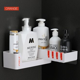 Badkamer Planken Shampoo Opbergrek Wandmontage Handdoek Bar Geen Boren Badkamer Accessoires Hoekplank Keuken Opslag oranje