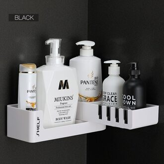 Badkamer Planken Shampoo Opbergrek Wandmontage Handdoek Bar Geen Boren Badkamer Accessoires Hoekplank Keuken Opslag zwart