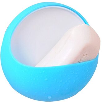 Badkamer Plastic Zuignap Rack Zeep Tandenborstel Box Dish Holder Douche Accessoire Opbergdoos Keuken Opslag Planken #25 blauw