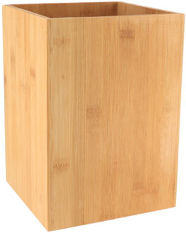 Badkamer prullenbak - 7.5L - licht bruin - bamboe - 26 cm