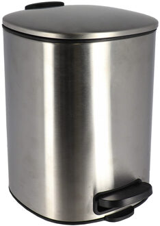 Badkamer prullenbak/afvalbak Elegance - soft close - chrome - 5 liter - metaal